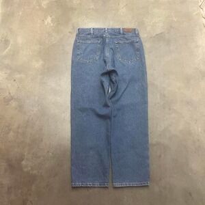 Vintage L.L. Bean men's blue flannel lined denim jeans straight leg warm work 34